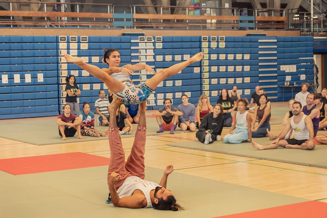 Beginners practicing acro at the event